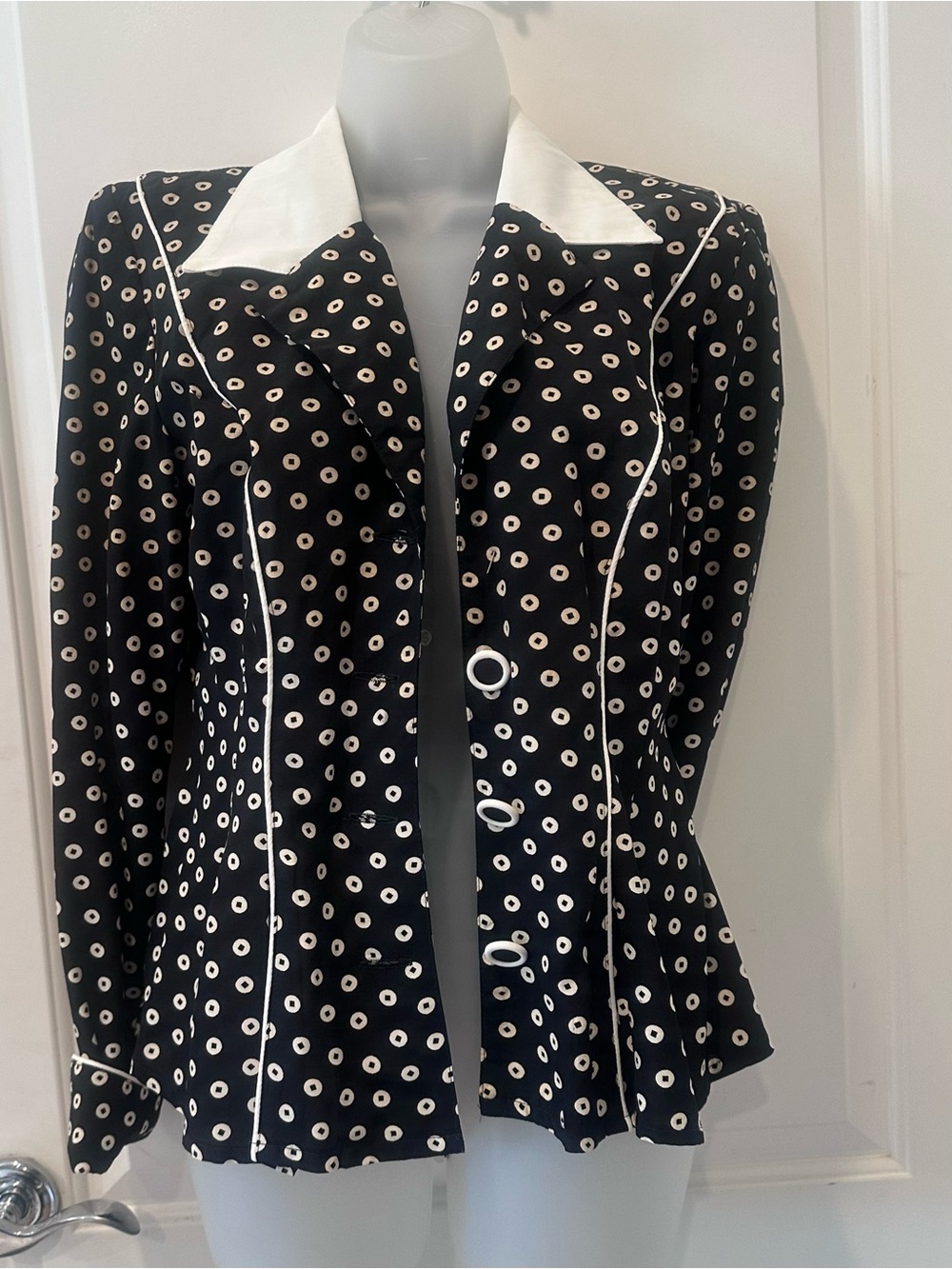 Vintage Karen Alexander Rayon Skirt Suit Sz 10 Coin Print USA
